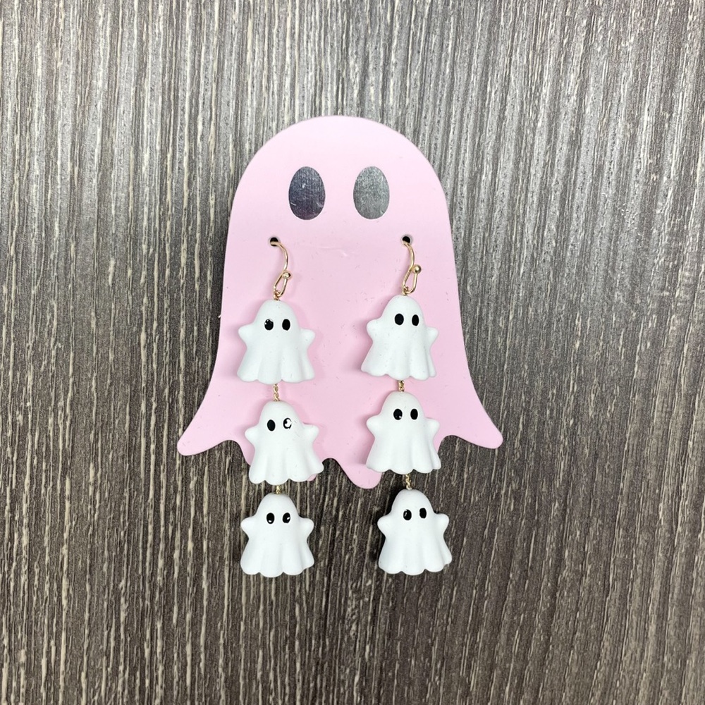 White Ghost Dangle Earrings